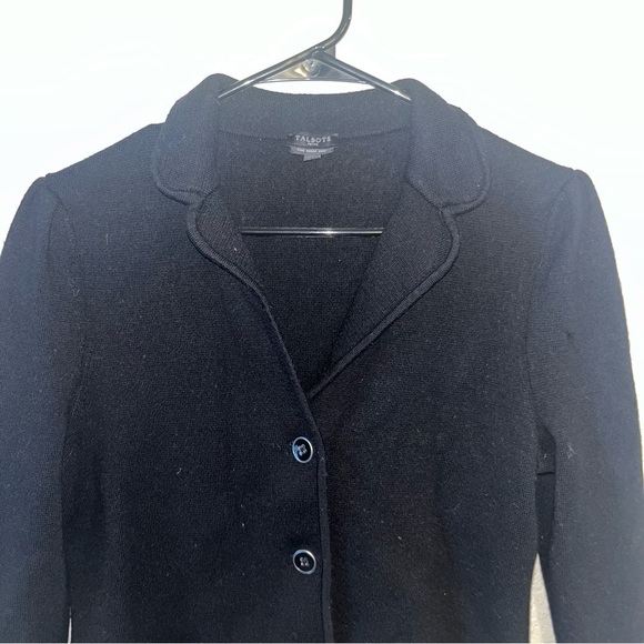 Talbots 100% Pure Merino Wool Black Button Up Cardigan Size Large - Picture 2 of 6